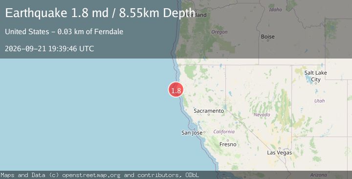Map of 13 km W of Petrolia, CA
