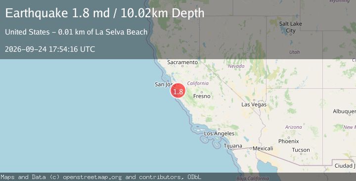 Map of 11 km SSW of La Selva Beach, CA