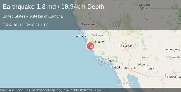 Map of 25 km NNW of San Simeon, CA