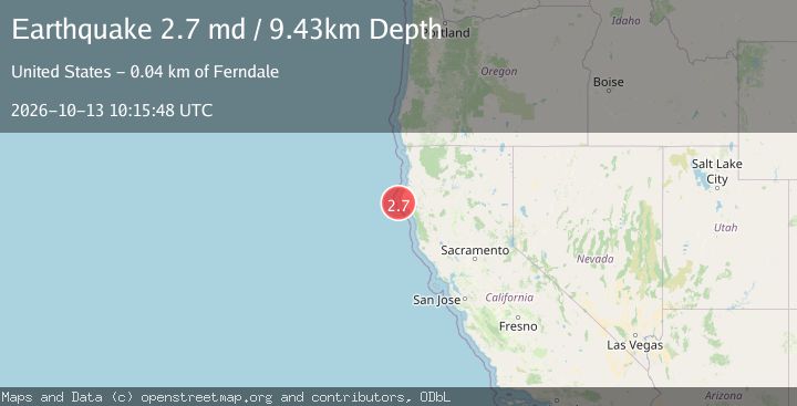 Map of 19 km WSW of Petrolia, CA