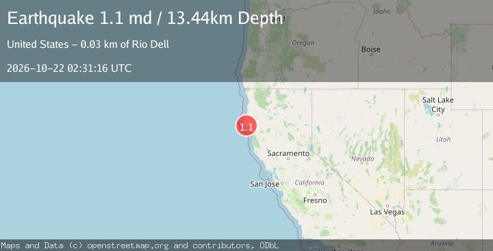 Map of 14 km SE of Petrolia, CA