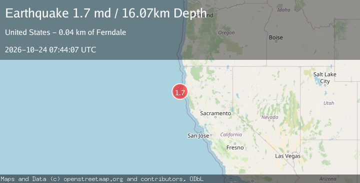 Map of 26 km W of Petrolia, CA