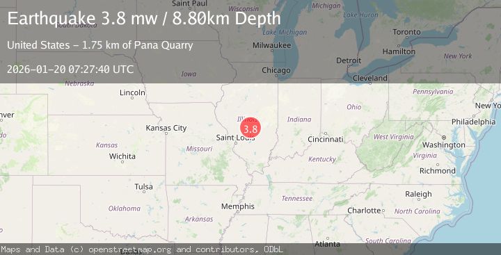 Map of 4 km NW of Ohlman, Illinois