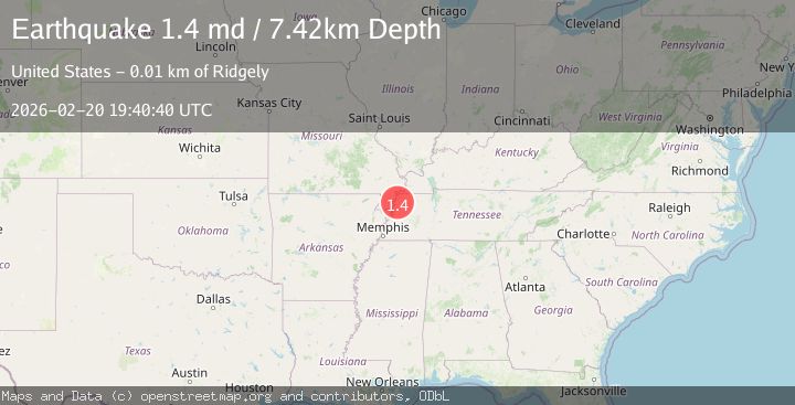 Map of 5 km SE of Ridgely, Tennessee