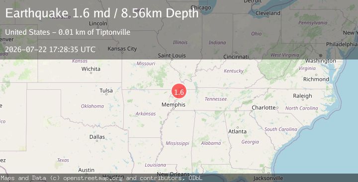 Map of 6 km WNW of Tiptonville, Tennessee