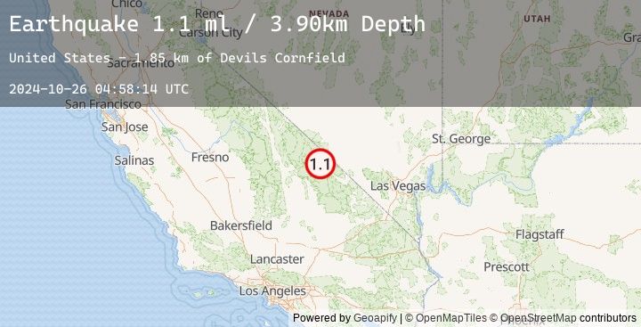 Map of 25 km NW of Furnace Creek, California