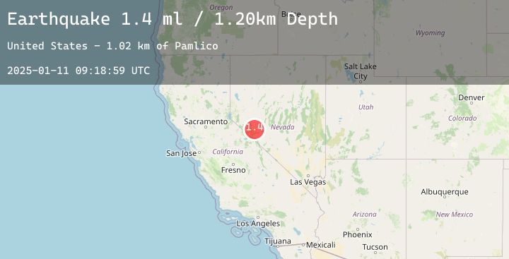 Map of 13 km ESE of Hawthorne, Nevada