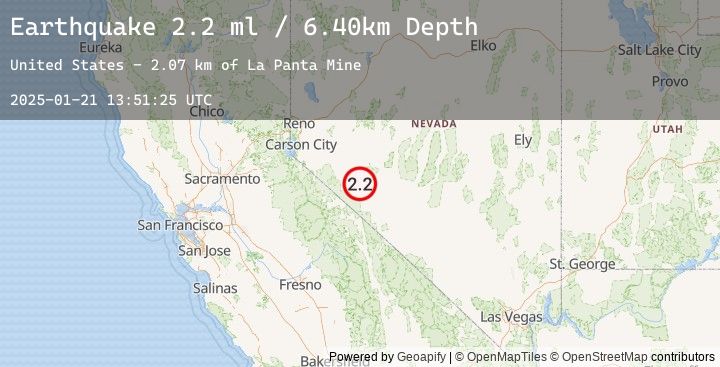 Map of 13 km ESE of Hawthorne, Nevada