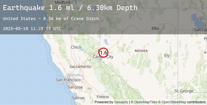 Map of 13 km NNW of Virginia City, Nevada