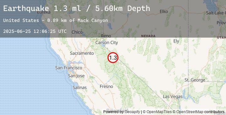 Map of 12 km NW of Bridgeport, California