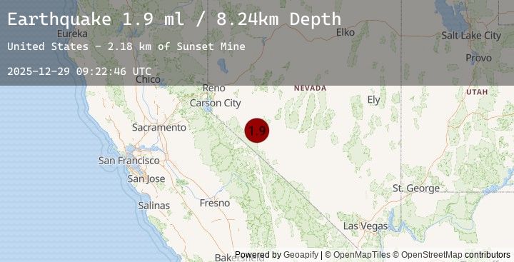 Map of 13 km ESE of Hawthorne, Nevada