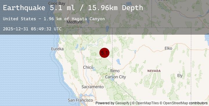Map of 16 km NNE of Susanville, California