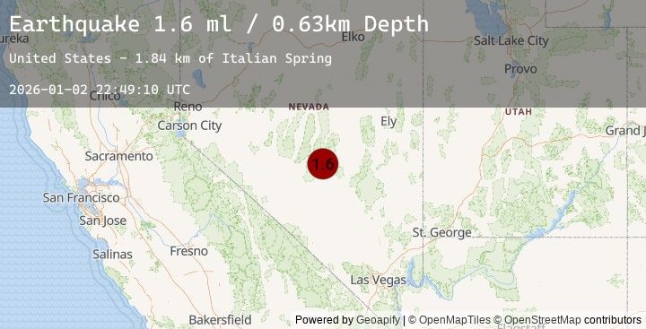 Map of 74 km ENE of Tonopah, Nevada
