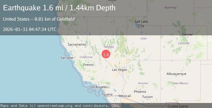 Map of 10 km ENE of Goldfield, Nevada