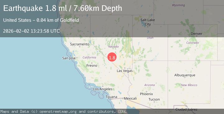 Map of 40 km SE of Goldfield, Nevada