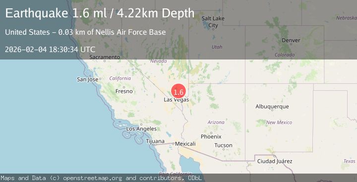 Map of 28 km NNE of Nellis Air Force Base, Nevada