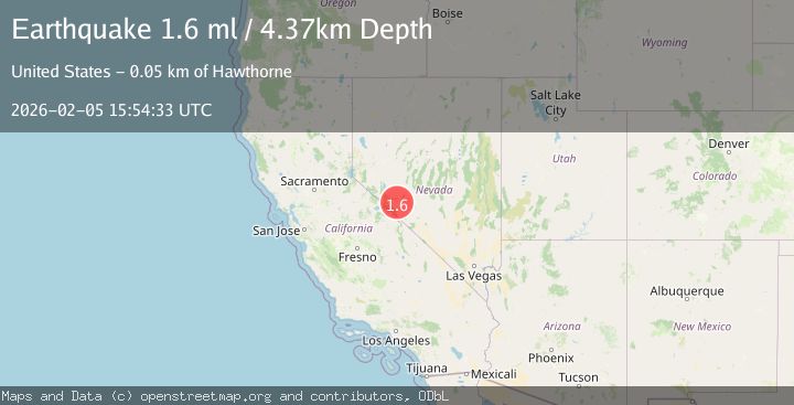 Map of 38 km ESE of Mina, Nevada