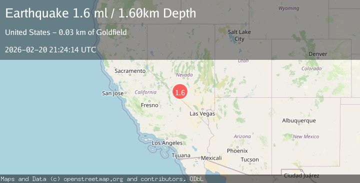 Map of 32 km SSE of Goldfield, Nevada