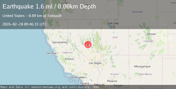 Map of 87 km NE of Tonopah, Nevada