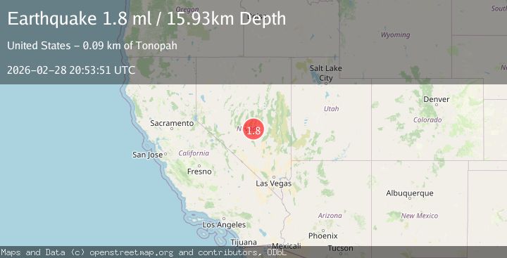 Map of 92 km NE of Tonopah, Nevada