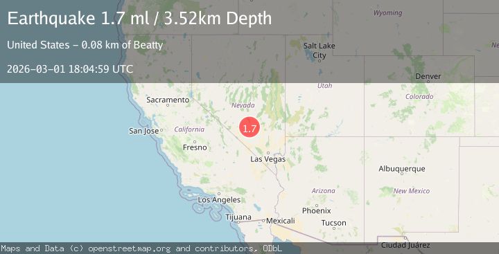 Map of 53 km WSW of Rachel, Nevada