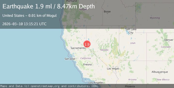Map of 11 km SSE of Mogul, Nevada