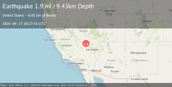 Map of 47 km ESE of Beatty, Nevada