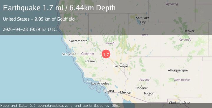 Map of 46 km SSW of Goldfield, Nevada