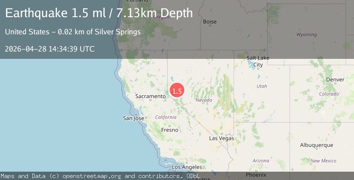 Map of 18 km SSE of Silver Springs, Nevada