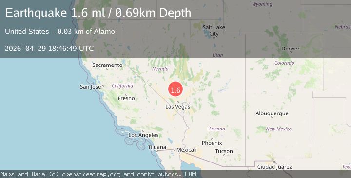 Map of 29 km SSW of Alamo, Nevada