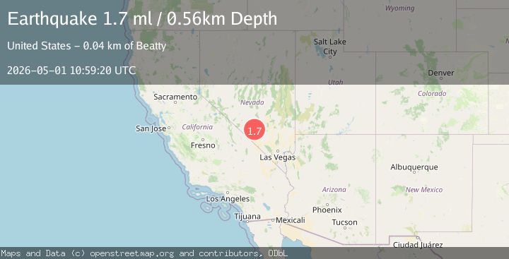 Map of 41 km NNE of Beatty, Nevada