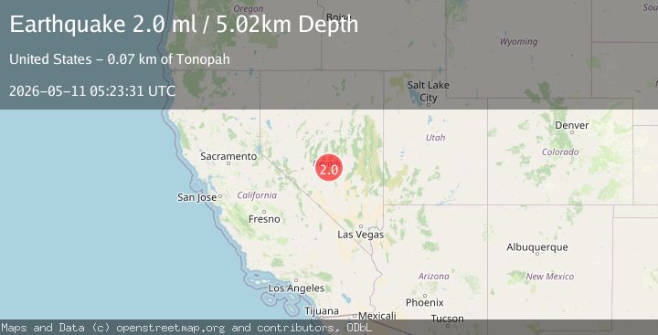 Map of 65 km NE of Tonopah, Nevada