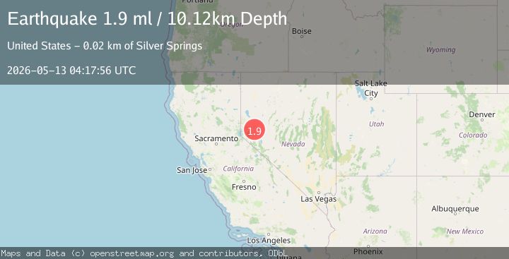 Map of 18 km SE of Silver Springs, Nevada