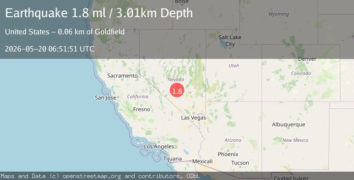 Map of 57 km ENE of Goldfield, Nevada