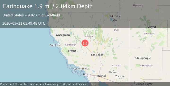 Map of 15 km WSW of Goldfield, Nevada