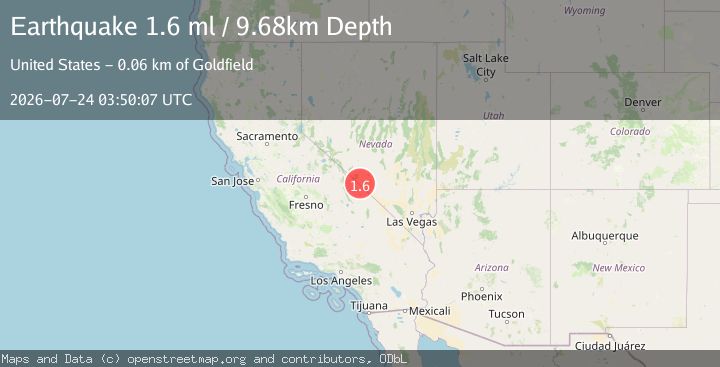 Map of 57 km SSW of Goldfield, Nevada