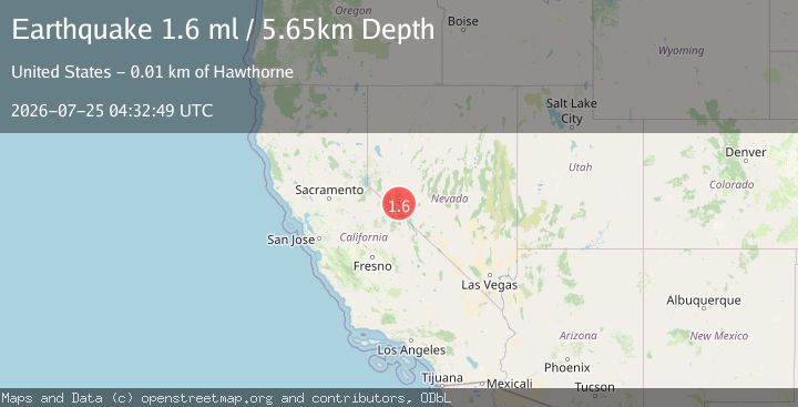 Map of 13 km SW of Hawthorne, Nevada