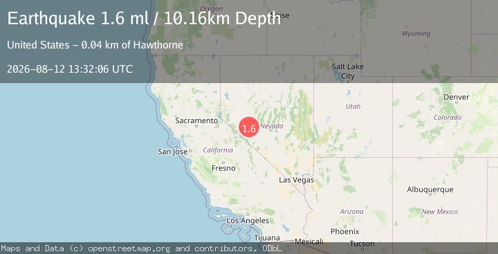 Map of 16 km NNW of Mina, Nevada