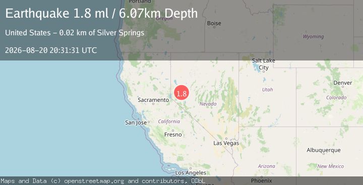 Map of 19 km ESE of Silver Springs, Nevada