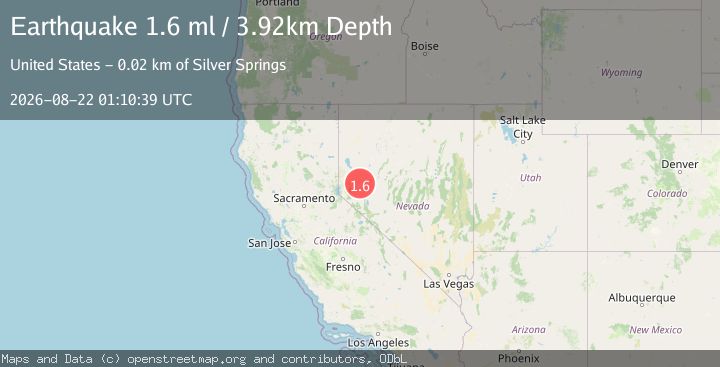 Map of 19 km ESE of Silver Springs, Nevada