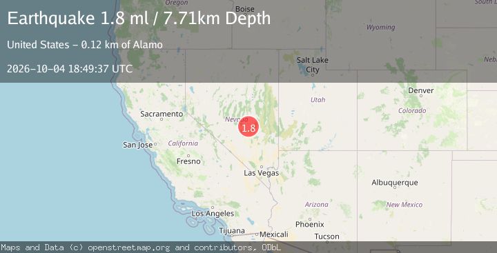 Map of 67 km NNW of Rachel, Nevada