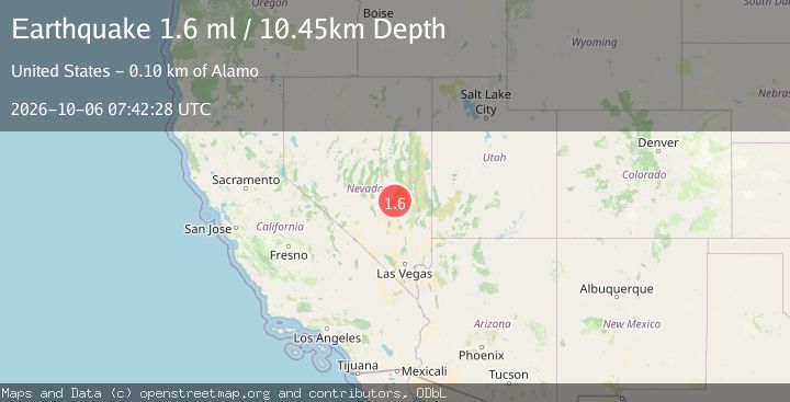 Map of 64 km NNE of Rachel, Nevada