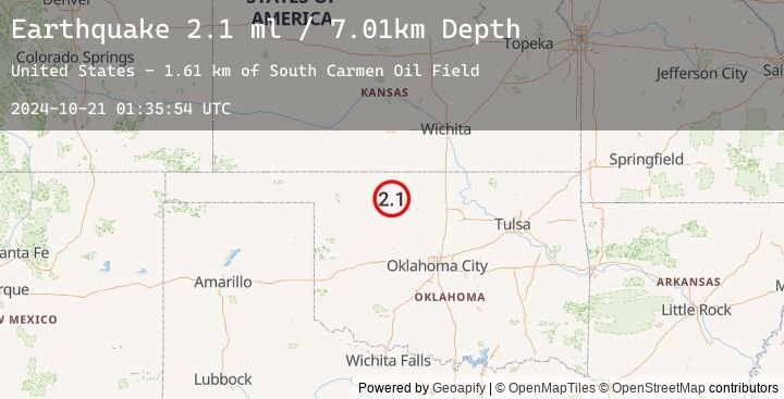 Map of 4 km SE of Carmen, Oklahoma