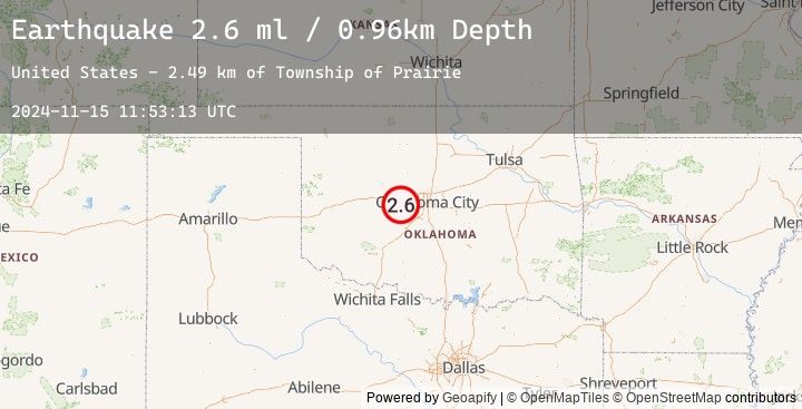 Map of 9 km WNW of Union City, Oklahoma
