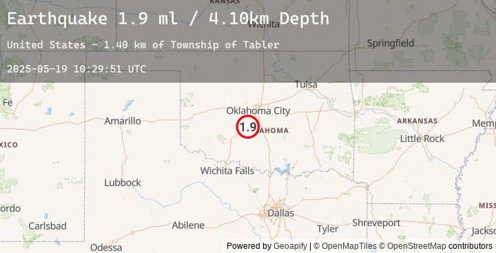Map of 8 km E of Chickasha, Oklahoma