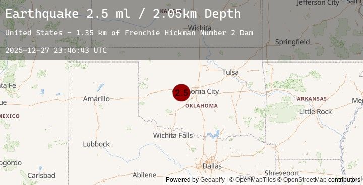 Map of 17 km WNW of Union City, Oklahoma