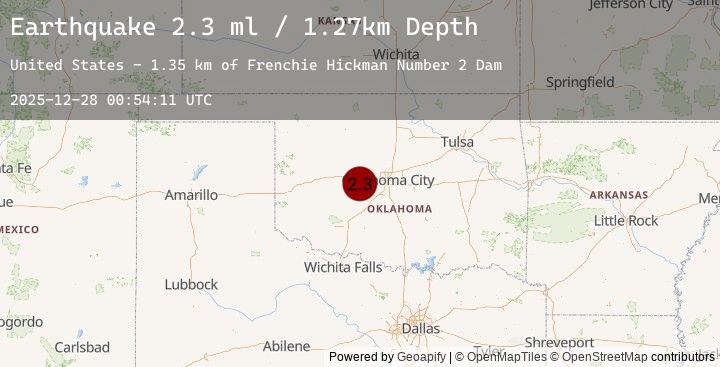 Map of 17 km W of Union City, Oklahoma