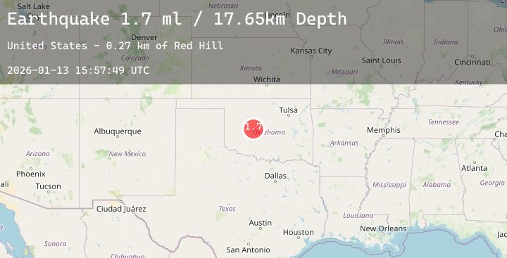 Map of 15 km SSW of Calumet, Oklahoma