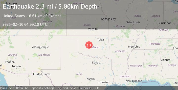 Map of 7 km SSW of Okarche, Oklahoma