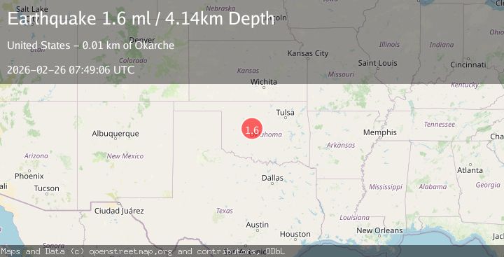 Map of 7 km ENE of Calumet, Oklahoma
